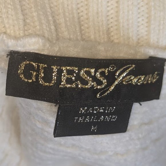 GUESS Long Wool Blend Ivory White Sweater Size Medium - Picture 3 of 4